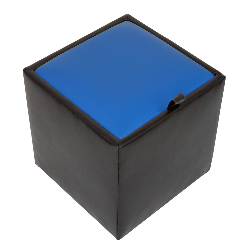 Taburet Box - imitatie piele wenge/albastru - 21835/21898 Taburet Box - imitatie piele wenge/albastru - 21835/21898