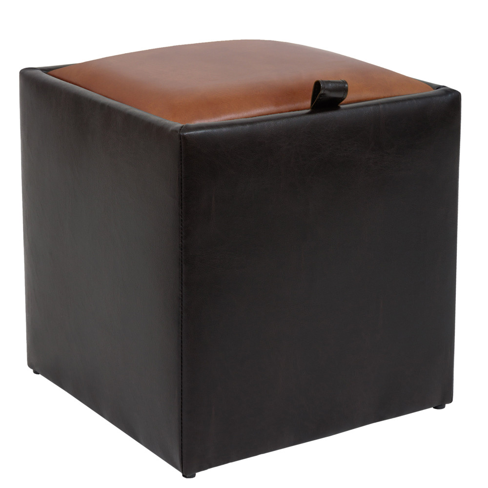 Taburet Box - imitatie piele wenge/coniac - 21835/8070 Taburet Box - imitatie piele wenge/coniac - 21835/8070