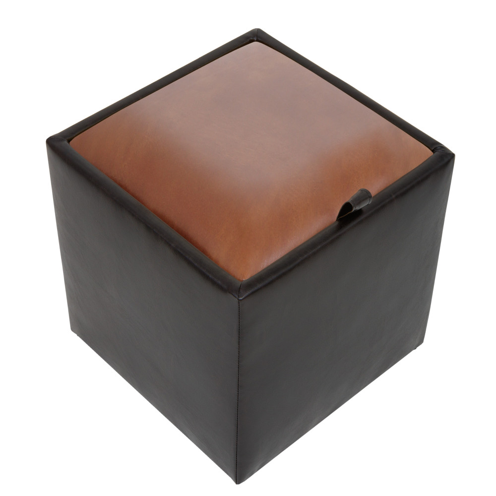 Taburet Box - imitatie piele wenge/coniac - 21835/8070 Taburet Box - imitatie piele wenge/coniac - 21835/8070