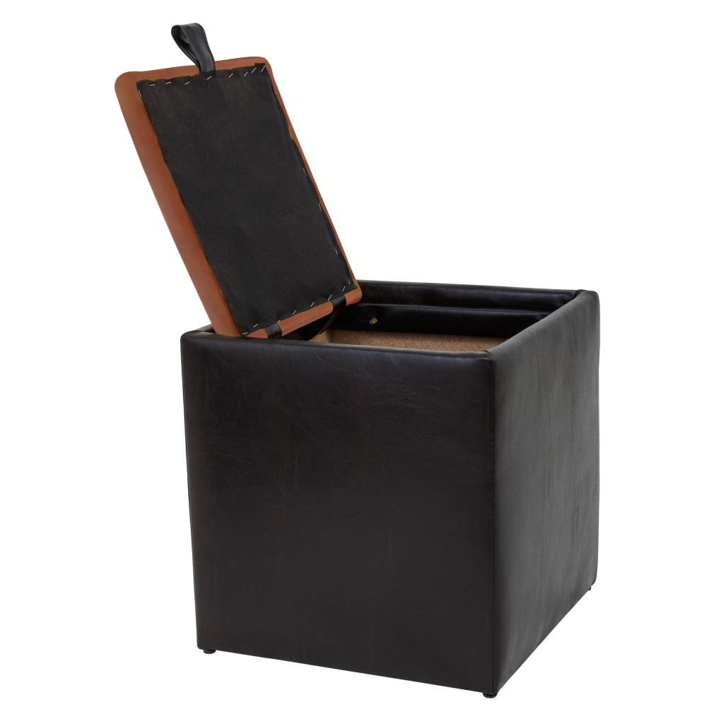 Taburet Box - imitatie piele wenge/coniac - 21835/8070 Taburet Box - imitatie piele wenge/coniac - 21835/8070