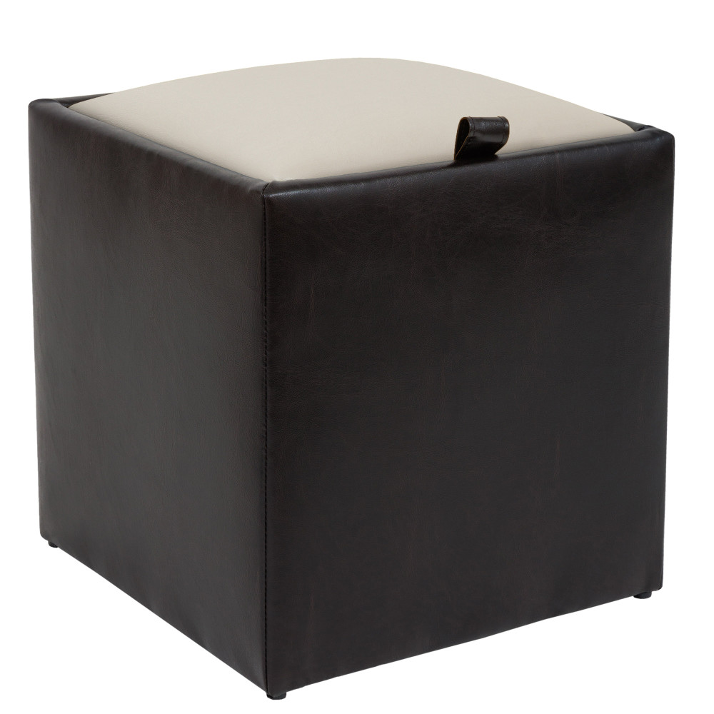 Taburet Box - imitatie piele wenge/crem - 21835/21834 Taburet Box - imitatie piele wenge/crem - 21835/21834