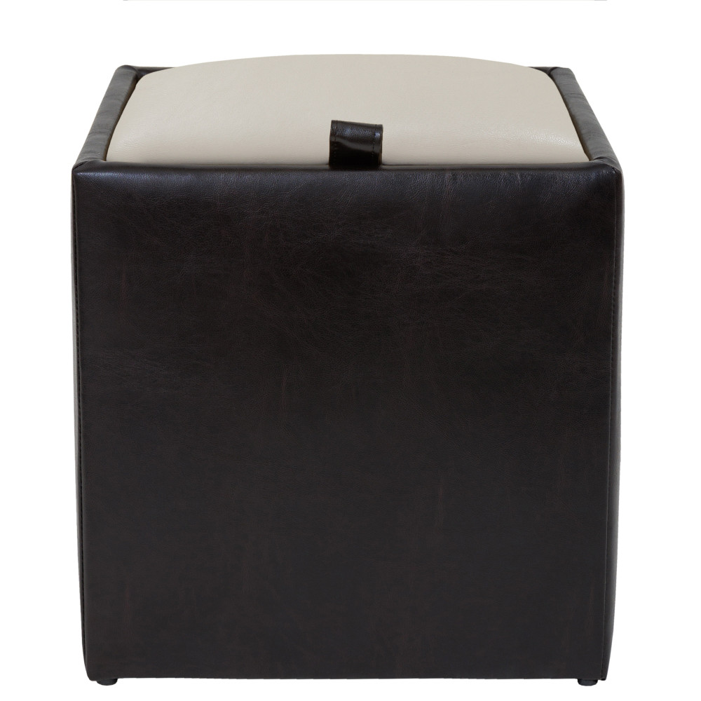Taburet Box - imitatie piele wenge/crem - 21835/21834 Taburet Box - imitatie piele wenge/crem - 21835/21834