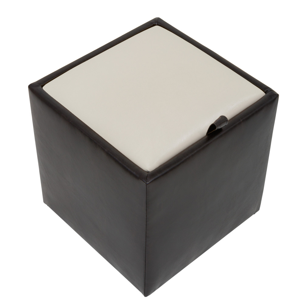 Taburet Box - imitatie piele wenge/crem - 21835/21834 Taburet Box - imitatie piele wenge/crem - 21835/21834