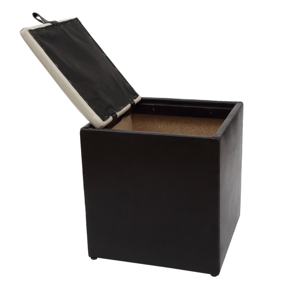 Taburet Box - imitatie piele wenge/crem - 21835/21834 Taburet Box - imitatie piele wenge/crem - 21835/21834