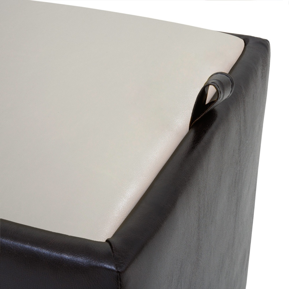 Taburet Box - imitatie piele wenge/crem - 21835/21834 Taburet Box - imitatie piele wenge/crem - 21835/21834