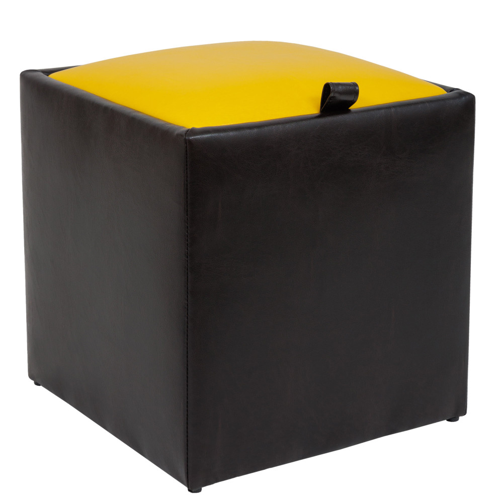 Taburet Box - imitatie piele wenge/galben - 21835/22168 Taburet Box - imitatie piele wenge/galben - 21835/22168