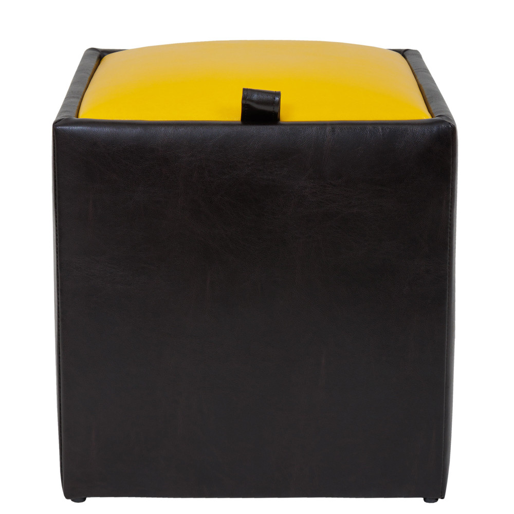 Taburet Box - imitatie piele wenge/galben - 21835/22168 Taburet Box - imitatie piele wenge/galben - 21835/22168