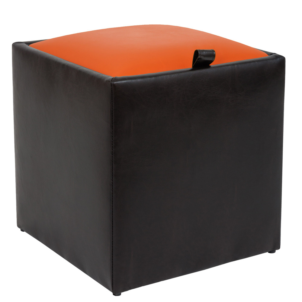 Taburet Box - imitatie piele wenge/portocaliu - 21835/21895 Taburet Box - imitatie piele wenge/portocaliu - 21835/21895