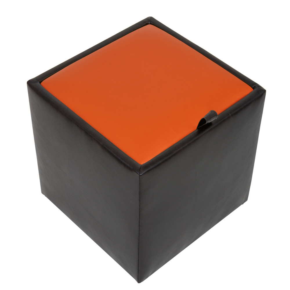 Taburet Box - imitatie piele wenge/portocaliu - 21835/21895 Taburet Box - imitatie piele wenge/portocaliu - 21835/21895