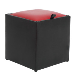 Taburet Box - imitatie piele wenge/rosu - 21835/21900 Taburet Box - imitatie piele wenge/rosu - 21835/21900