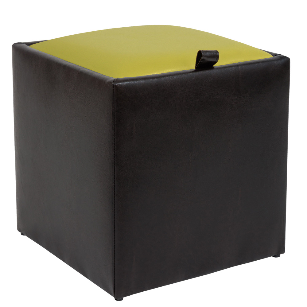 Taburet Box - imitatie piele wenge/verde - 21835/21899 Taburet Box - imitatie piele wenge/verde - 21835/21899