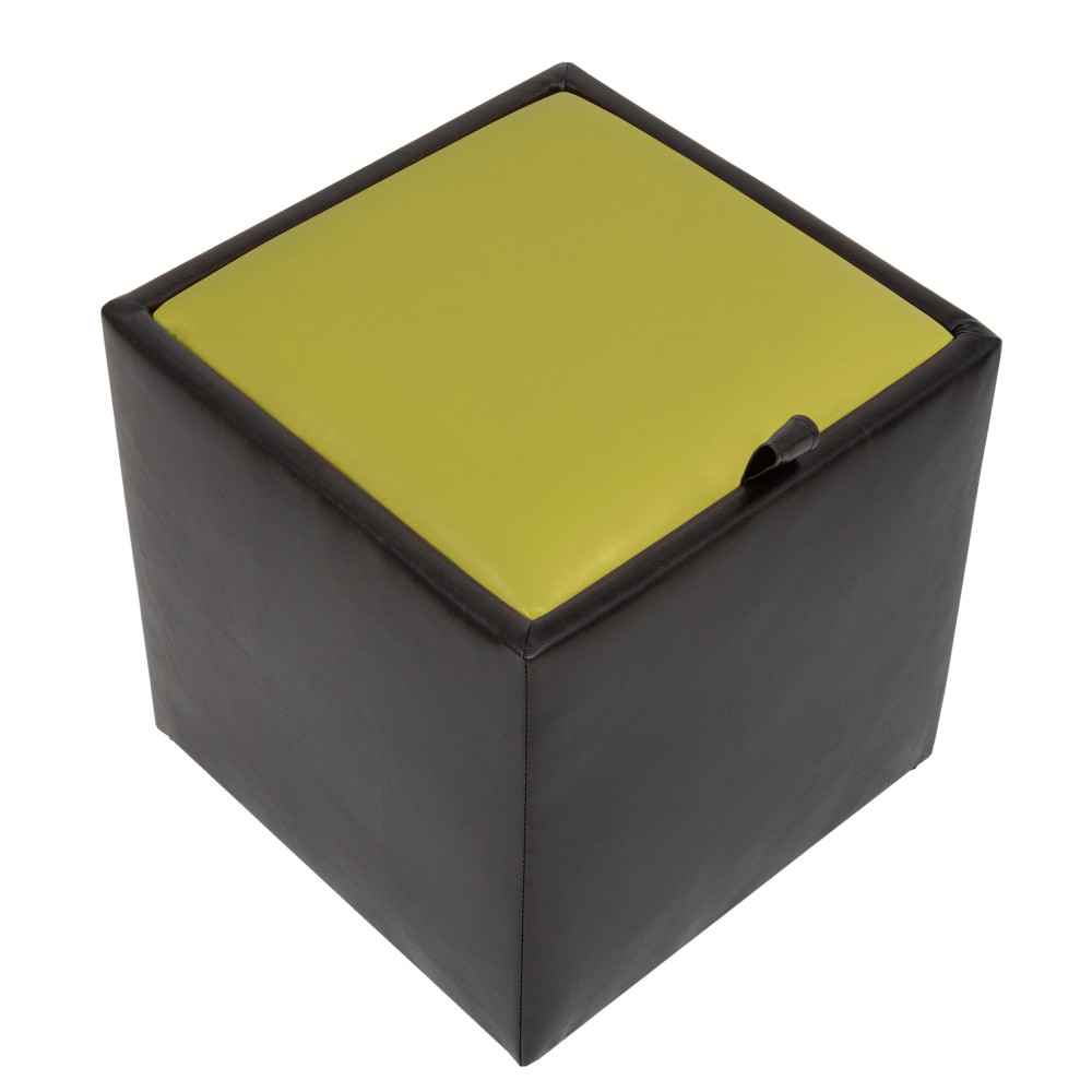 Taburet Box - imitatie piele wenge/verde - 21835/21899 Taburet Box - imitatie piele wenge/verde - 21835/21899