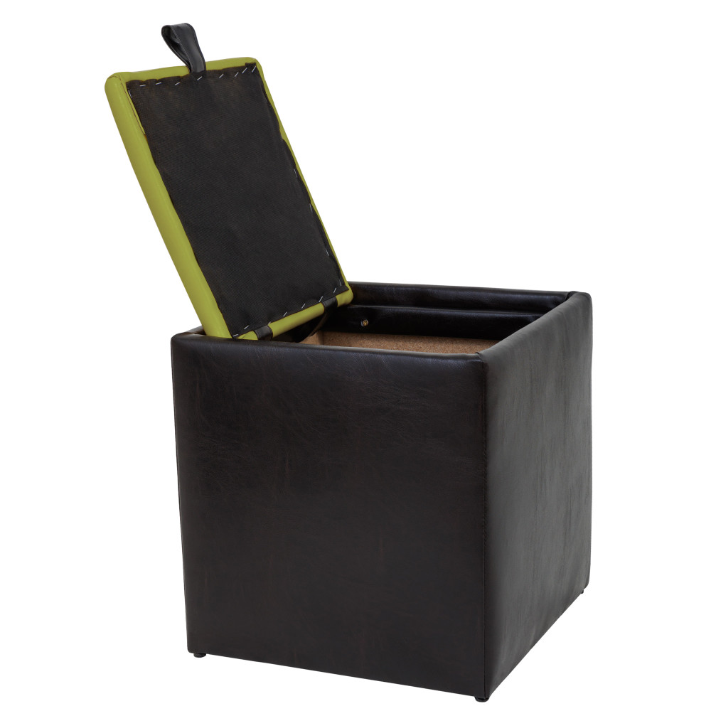 Taburet Box - imitatie piele wenge/verde - 21835/21899 Taburet Box - imitatie piele wenge/verde - 21835/21899