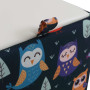 Taburet Box - stofa print bufnite/imitatie piele alb Taburet Box - stofa print bufnite/imitatie piele alb