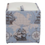 Taburet Box - stofa print corabii bleu/imitatie piele alb Taburet Box - stofa print corabii bleu/imitatie piele alb