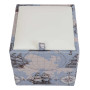 Taburet Box - stofa print corabii bleu/imitatie piele alb Taburet Box - stofa print corabii bleu/imitatie piele alb