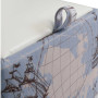 Taburet Box - stofa print corabii bleu/imitatie piele alb Taburet Box - stofa print corabii bleu/imitatie piele alb