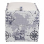 Taburet Box - stofa print corabii gri/imitatie piele alb Taburet Box - stofa print corabii gri/imitatie piele alb