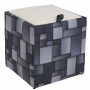 Taburet Box - stofa print patch dreptunghi/imitatie piele alb 