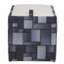 Taburet Box - stofa print patch dreptunghi/imitatie piele alb 