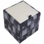 Taburet Box - stofa print patch dreptunghi/imitatie piele alb 
