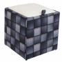 Taburet Box - stofa print patch patrate/imitatie piele alb Taburet Box - stofa print patch patrate/imitatie piele alb