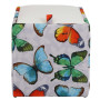 Taburet Box - stofa print fluturi/imitatie piele alb Taburet Box - stofa print fluturi/imitatie piele alb