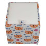 Taburet Box - stofa print pisici portocalii/imitatie piele alb Taburet Box - stofa print pisici portocalii/imitatie piele alb