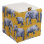 Taburet Box - stofa print rino/imitatie piele alb Taburet Box - stofa print rino/imitatie piele alb