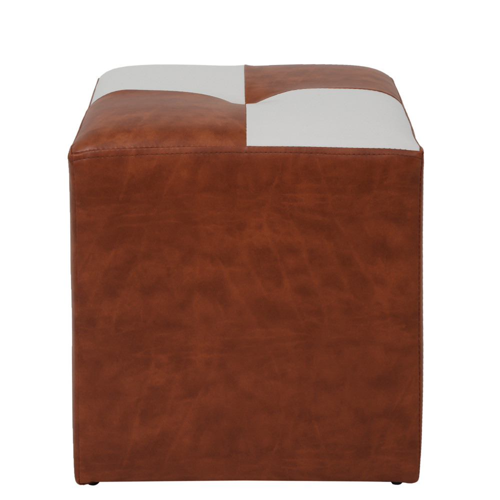 Taburet Cool - imitatie piele coniac/alb - 8070/21894