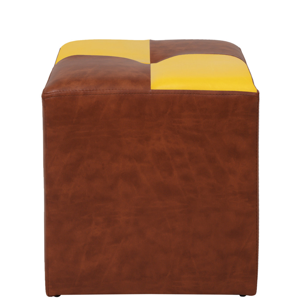 Taburet Cool - imitatie piele coniac/galben - 8070/22168