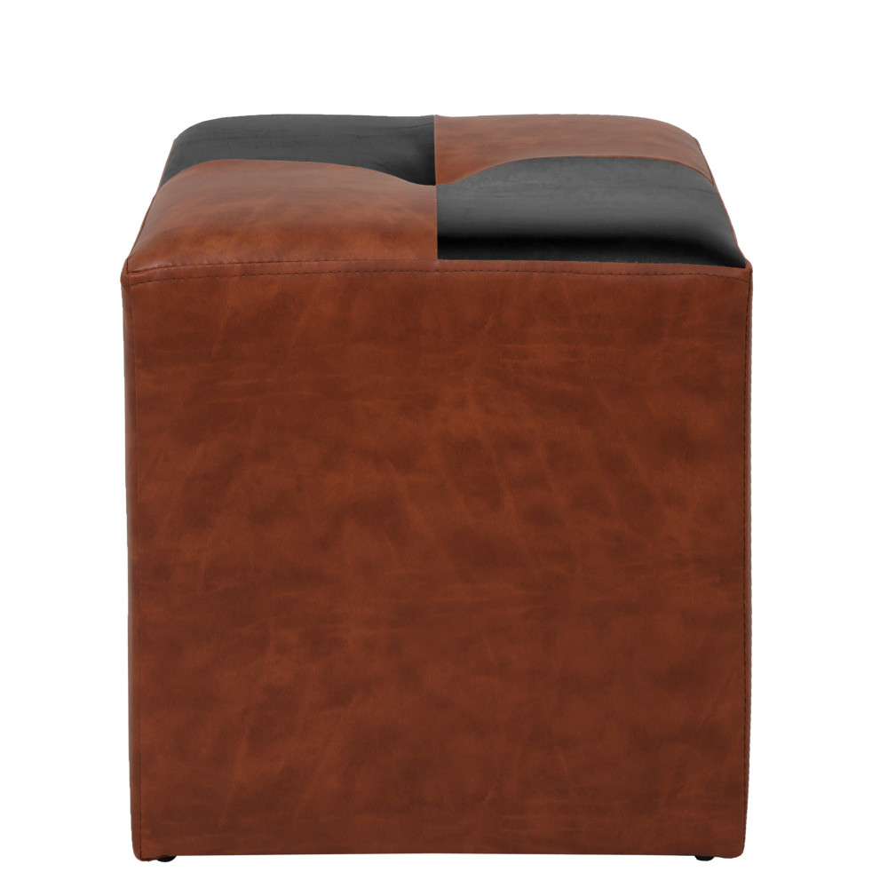 Taburet Cool - imitatie piele coniac/negru - 8070/21901