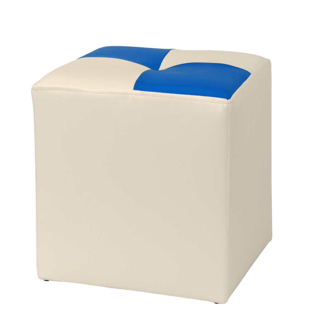 Taburet Cool - imitatie piele crem/albastru - 21834/21898