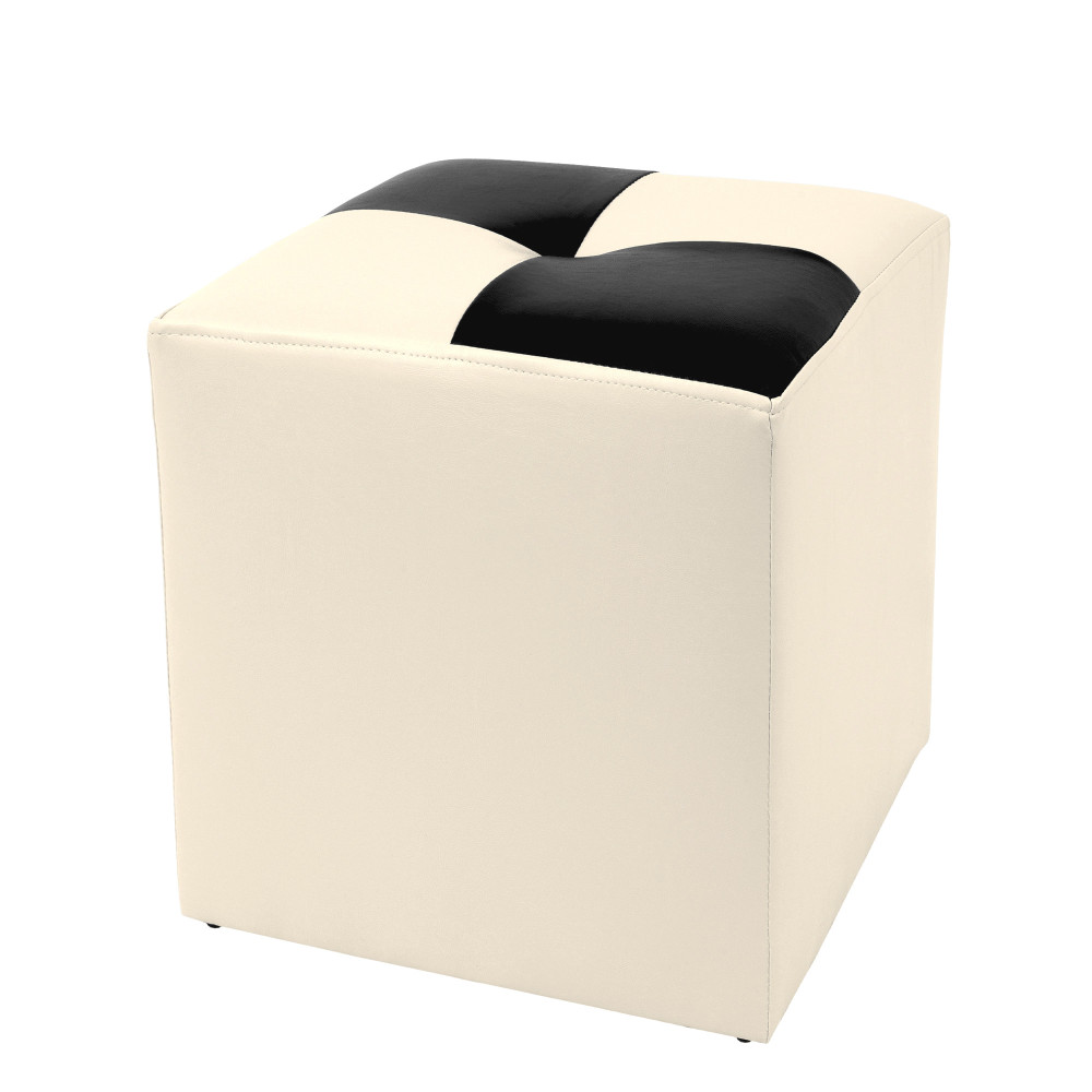 Taburet Cool - imitatie piele crem/negru - 21834/21901