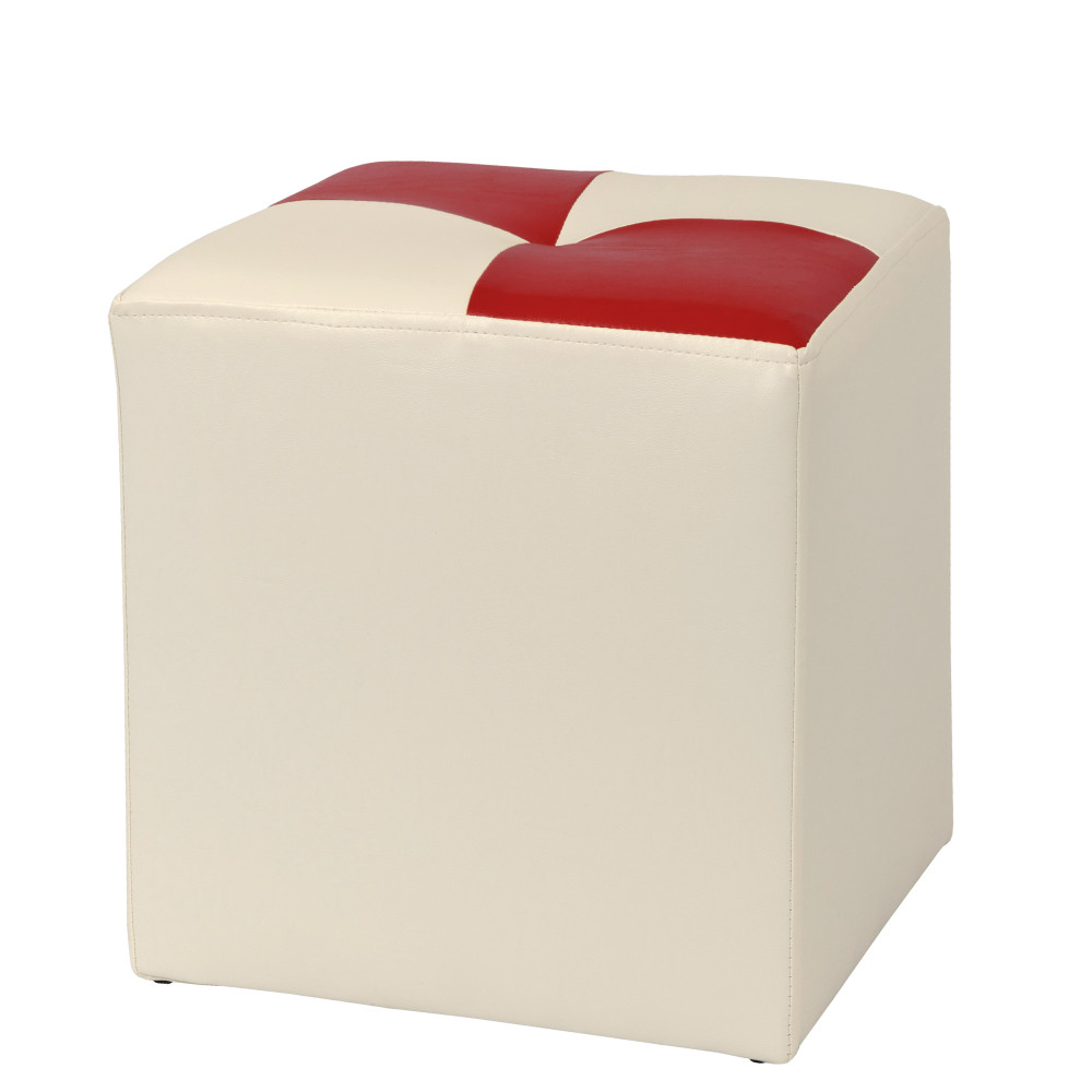 Taburet Cool - imitatie piele crem/rosu - 21834/21900