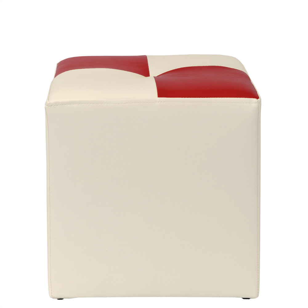 Taburet Cool - imitatie piele crem/rosu - 21834/21900