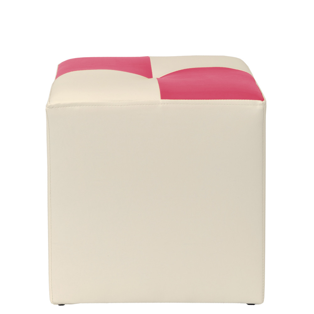 Taburet Cool - imitatie piele crem/roz - 21834/21896