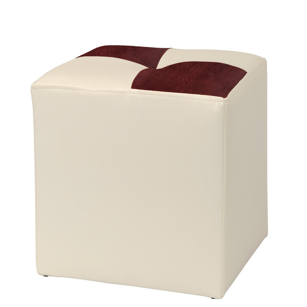 Taburet Cool - imitatie piele crem/bordo - 21834/21902