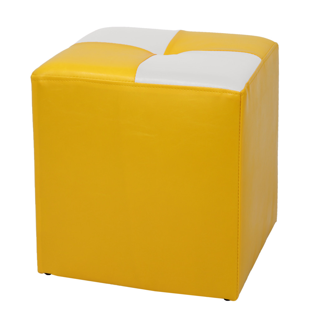 Taburet Cool - imitatie piele galben/alb - 22168/21894 Taburet Cool - imitatie piele galben/alb - 22168/21894