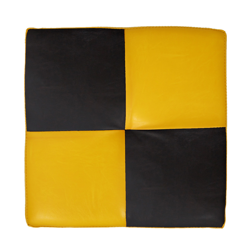 Taburet Cool - imitatie piele galben/wenge - 22168/21835