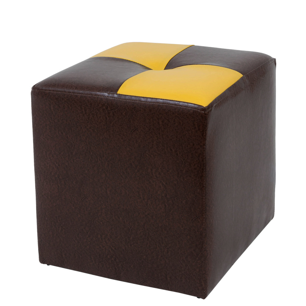 Taburet Cool - imitatie piele maro/galben - 15611/22168