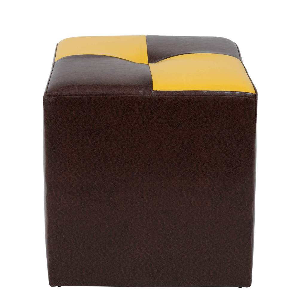 Taburet Cool - imitatie piele maro/galben - 15611/22168