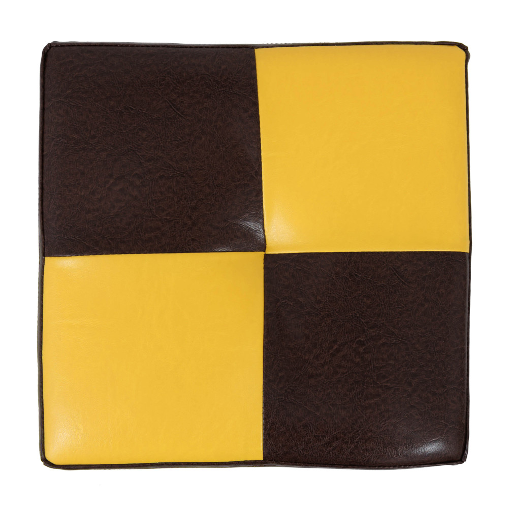 Taburet Cool - imitatie piele maro/galben - 15611/22168