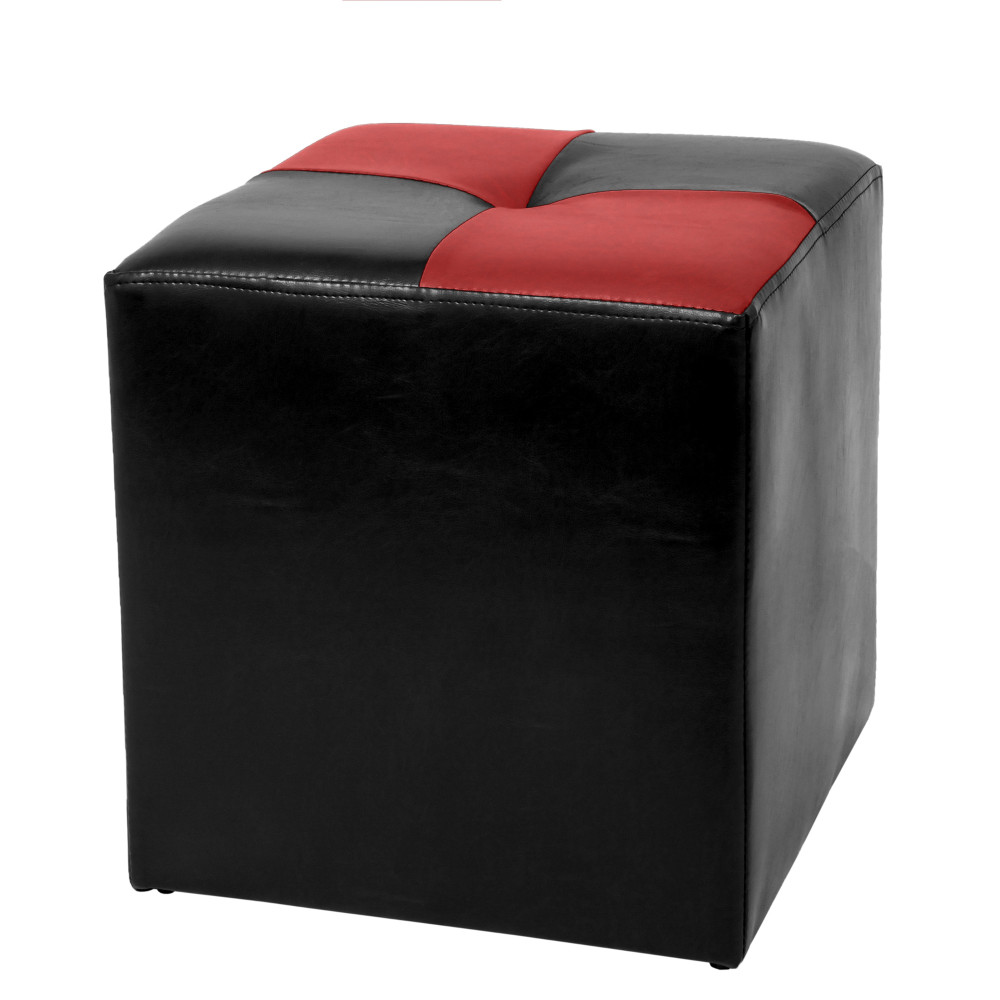 Taburet Cool - imitatie piele negru/rosu - 21901/21900 Taburet Cool - imitatie piele negru/rosu - 21901/21900