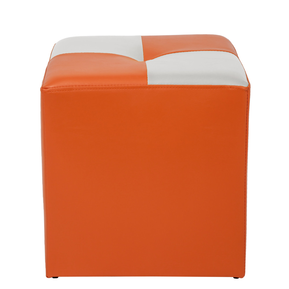 Taburet Cool - imitatie piele portocaliu/alb - 21895/21894 Taburet Cool - imitatie piele portocaliu/alb - 21895/21894