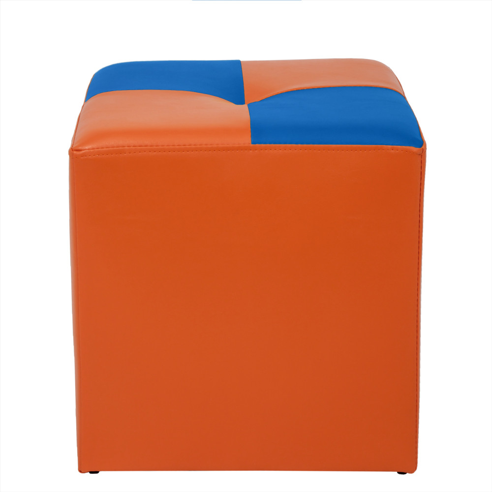 Taburet Cool - imitatie piele portocaliu/albastru - 21895/21898 Taburet Cool - imitatie piele portocaliu/albastru - 21895/21898