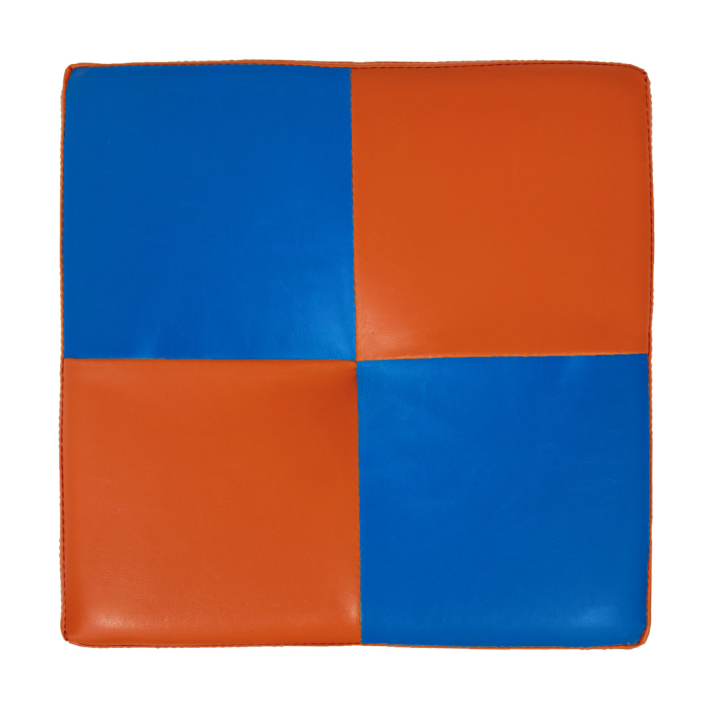 Taburet Cool - imitatie piele portocaliu/albastru - 21895/21898 Taburet Cool - imitatie piele portocaliu/albastru - 21895/21898