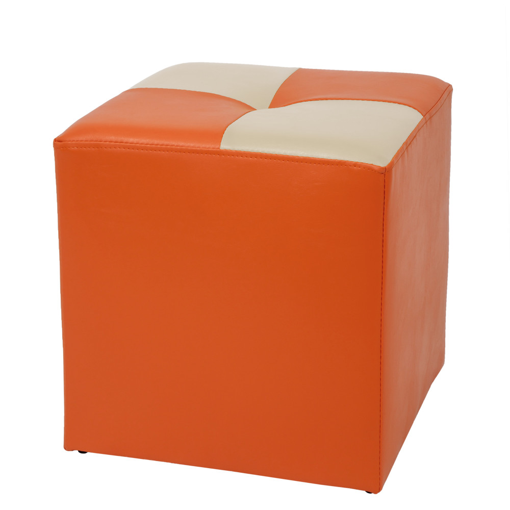 Taburet Cool - imitatie piele portocaliu/crem - 21895/21834 Taburet Cool - imitatie piele portocaliu/crem - 21895/21834