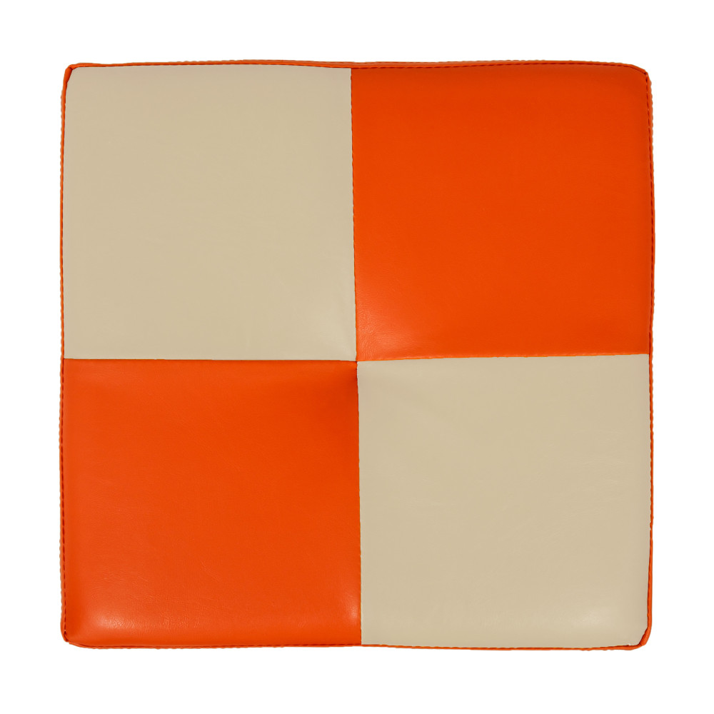 Taburet Cool - imitatie piele portocaliu/crem - 21895/21834 Taburet Cool - imitatie piele portocaliu/crem - 21895/21834