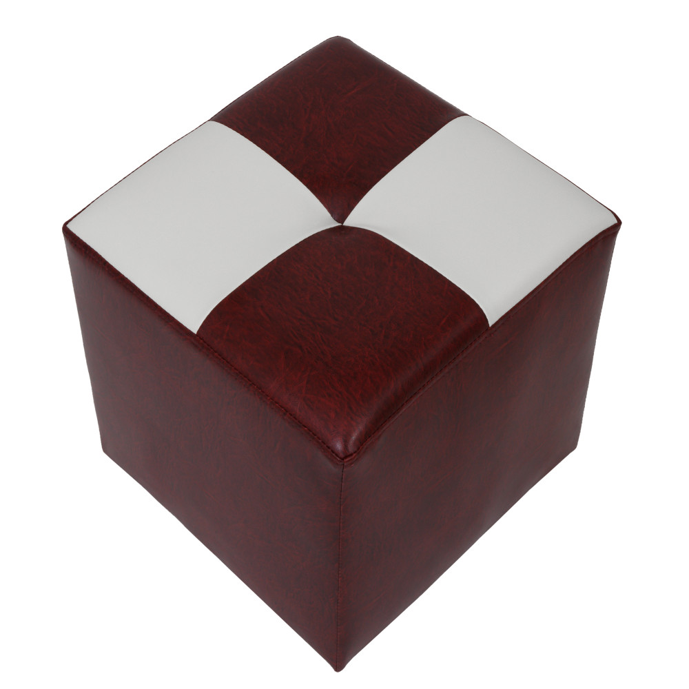 Taburet Cool - imitatie piele bordo/alb - 21902/21894 Taburet Cool - imitatie piele bordo/alb - 21902/21894
